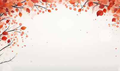 Autumn leaves on white background illustration with copy space - Colorful Leaves on a Blank Canvas