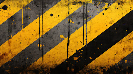 Grunge yellow and black diagonal stripes - obrazy, fototapety, plakaty