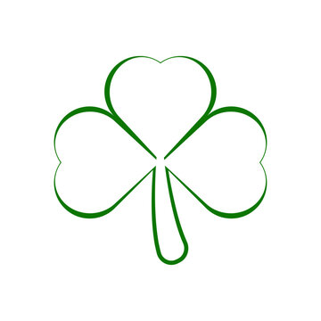 Irish shamrock isolated on white background Green clover with three leaves symbol of a St Patrick day Brush stroke Vector illustration	