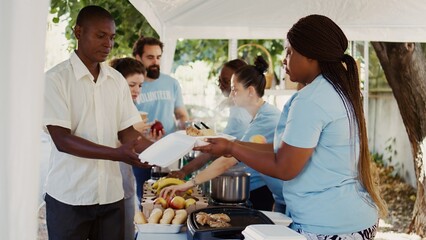 Non-profit group dedicates itself to hunger relief by giving free food to homeless people....