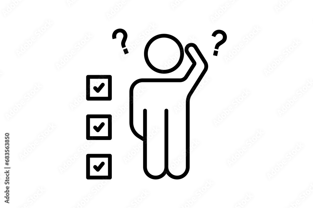 Poster dilemma icon. confused with multiple choice. line icon style. simple vector design editable