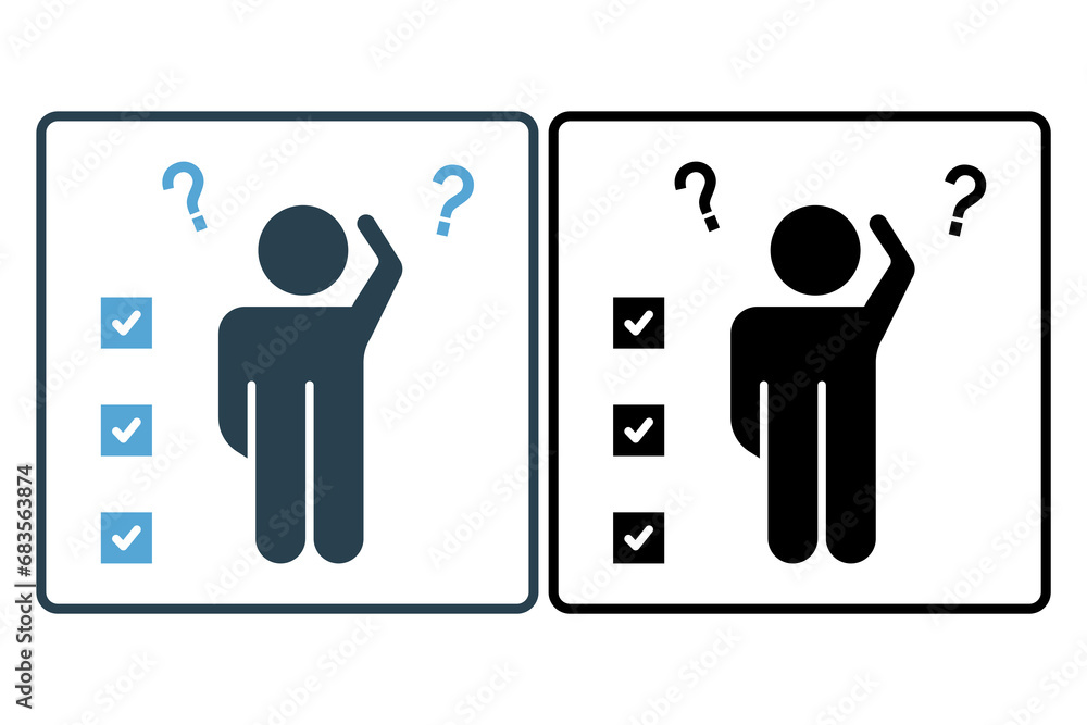 Poster dilemma icon. confused with multiple choice. solid icon style. simple vector design editable