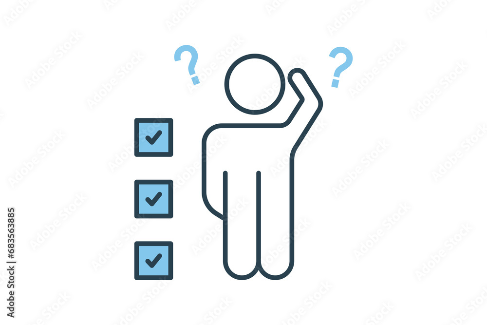 Poster dilemma icon. confused with multiple choice. flat line icon style. simple vector design editable