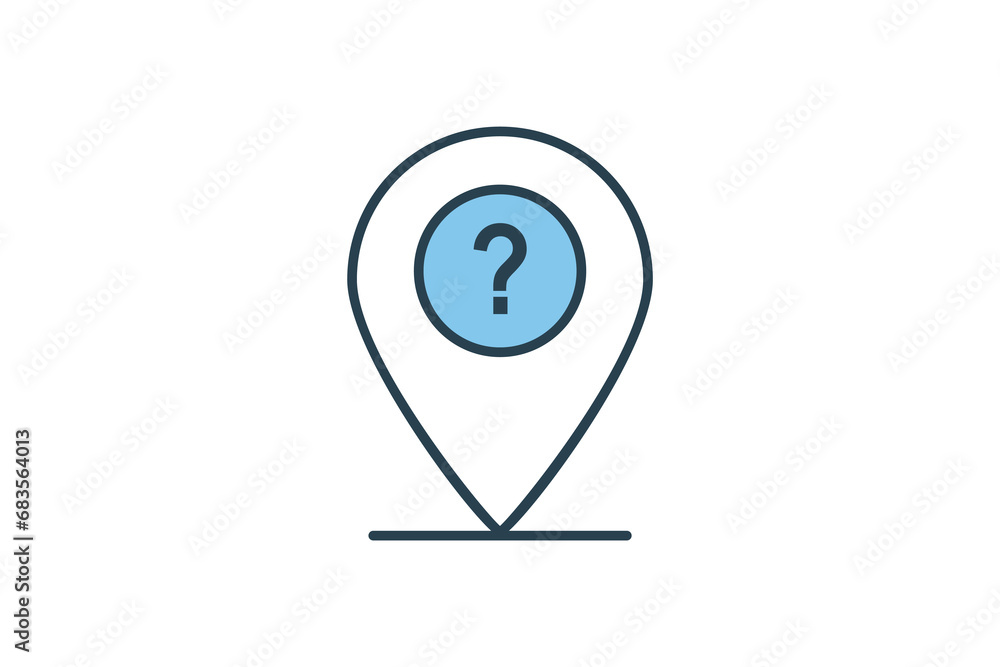 Aufkleber where icon. icon related to confusion. flat line icon style. simple vector design editable