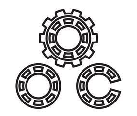 Set of gear icons