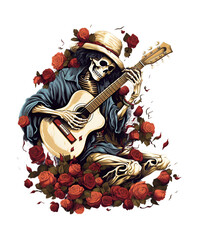 Skeleton Halloween Guitar Creepy Cool