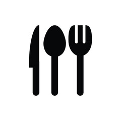 spoon, knife and fork icon. Cutlery symbol. Eat sign. Cutlery silhouette. Design elements for food and beverage, restaurants, culinary delights, etc