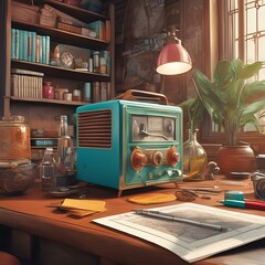 A Retro Inspired Still Life Composition With Vintage Objects Vibrant Colors And Nostalgic Vibes  424649688 (3)