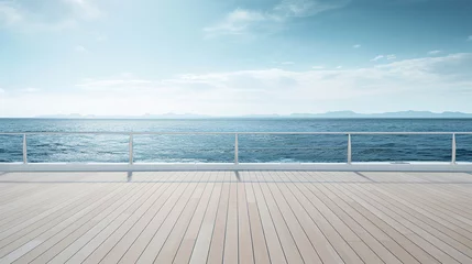 Cercles muraux Descente vers la plage deck of a super yatch looking out to sea, AI Generative.