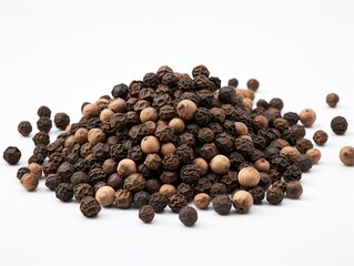 Unveiling the Bold Flavor: Striking Snapshot of Black Pepper on White Background Generative AI