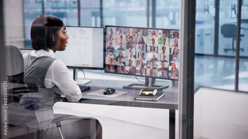 Poster Watching Multiple Office Computer Monitors - eLearning