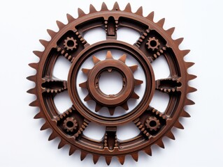 Unveiling the Art of Engineering: An In-Depth Look at the Aesthetics of a Brown Gear Generative AI - obrazy, fototapety, plakaty