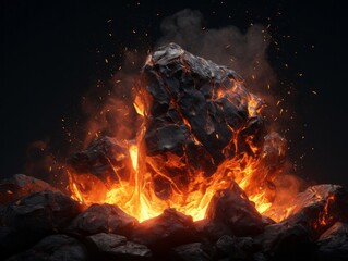 Experience the Raw Power of Nature: Astonishing 3D Imagery of a Lava Rock Fire! Generative AI