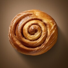 Fototapeta premium Delectable Close-Up: Unveiling the Artistry of a Single Cinnamon Roll Generative AI