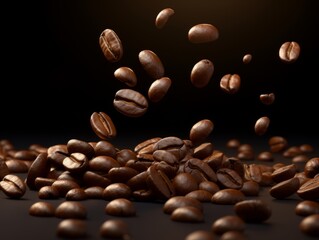 Unveiling the Mystery: The Journey of Coffee Beans on a Dark Brown Canvas Generative AI