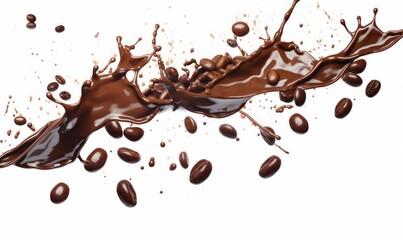 Captivating Plunge: Coffee Beans Diving into a Chocolate Sea! Generative AI