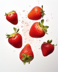 Delicious Freefall: The Mesmerizing Dance of Falling Strawberries Caught on Camera Generative AI