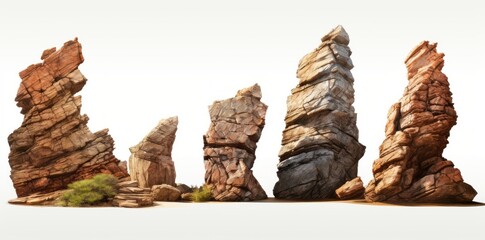 Mesmerizing Quartet: The Majestic Showcase of Four Unique Rock Sculptures Generative AI