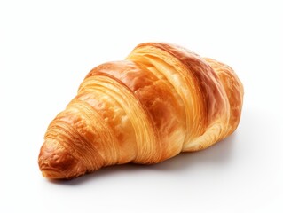Indulge in the Taste of France: Crisp and Buttery Croissant on White! Generative AI