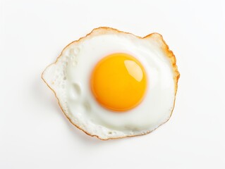 Stunning Close-Up: A Perfectly Fried Egg Isolated on a Pure White Background Generative AI
