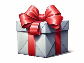 Unwrap Joy: Stunning Red Ribboned Gift Box Awaits You! Generative AI