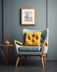 Exclusive Golden Armchair: Enhance Luxury Home Decor with Photo Frame Addition! Generative AI