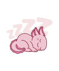 Sleeping Axolotl Cute Pink Pet