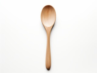 Experience the Timeless Elegance of This Stunning Wooden Spoon Isolated on White - Add Charm to Your Kitchen Today! Generative AI