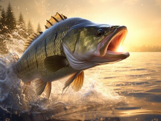 Unseen Splendor: Thrilling Capture of a Largemouth Bass in Mid-air Jump! Generative AI