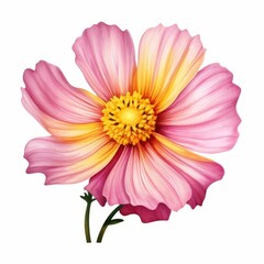 Burst of Color: Exquisite Pink and Yellow Cosmos Flower in Stunning Isolation Generative AI