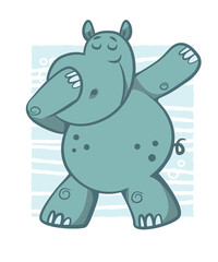 Obraz na płótnie Canvas Hippo Dabbing Dancing Funny