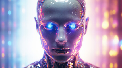 Detailed close-up of an AI Robot's face
