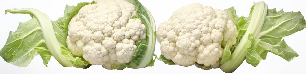 Unveiling the Art of Freshness: An Eye-catching Display of White Cauliflower Heads Generative AI