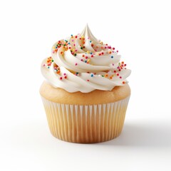 Indulge Your Sweets Cravings: Irresistible Vanilla Cupcake with Rainbow Sprinkles Recipe! Generative AI