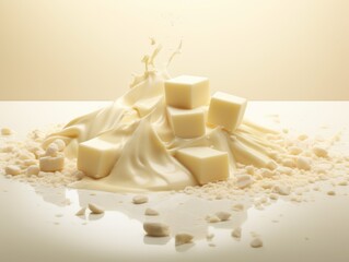 Fototapeta na wymiar Delight in the Irresistible Allure of Pure White Chocolate Pieces! Generative AI