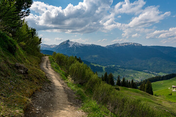 Fototapeta na wymiar Exciting via ferrata tour to the Kanzelwand in the Allgäu Alps