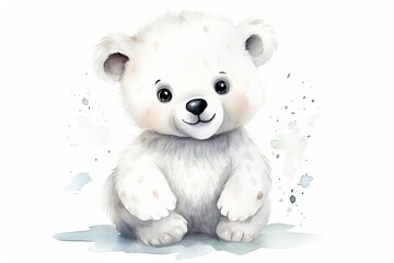Cute polar bear cub on light background