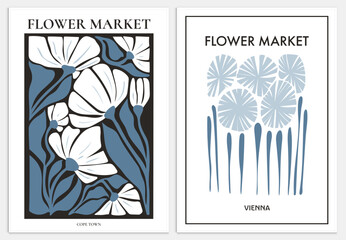 Contains Abstract Art Set in Flower Market Style, Modern Art Collection for Decoration. Vector İllustration Poster. Collection for trendy art.