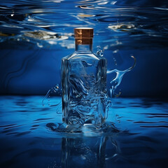 Bottle of whiskey underwater