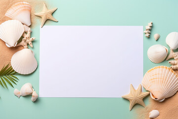 Vibrant Summer Greetings: Blank Greeting Card and White Paper on Colored Background - Created with Advanced AI Techniques