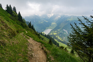 Obraz premium Fantastic hike in the Alpstein mountains in Appenzellerland Switzerland