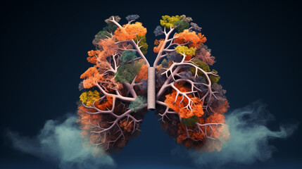 3D illustration of Lungs,  AI Generative.