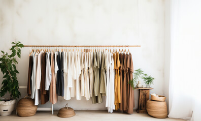 wardrobe with clothes