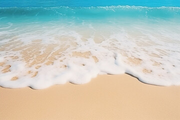 Tranquil Blue Ocean Waves Caressing Sandy Beach - Coastal Bliss, Created with Generative AI Tools