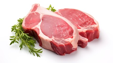 Authentic image capturing pork meat in a photo against a white background - obrazy, fototapety, plakaty