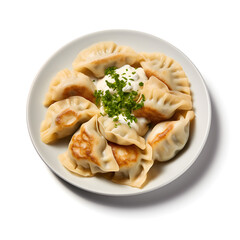 Traditional Polish Pierogis with a white background