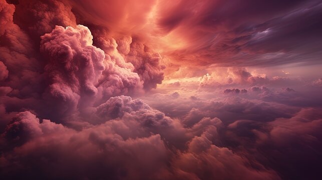 Cloud Visualization: Flying over dense layers of heavy gases with bright bursts of color