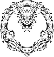 Circle dragon frame drawing sketch