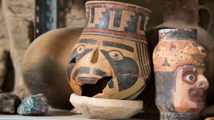 Broken ceramic pot of antique nazca culture.