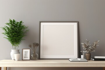 Mockup Picture Frame with Copyspace in Home Office using generative AI